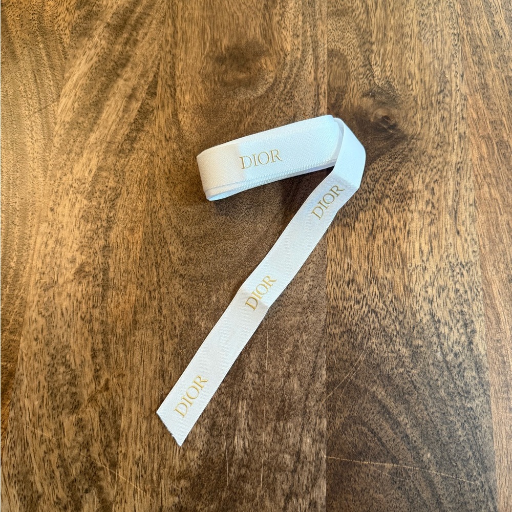 Dior White Satin Ribbon with Gold Accents